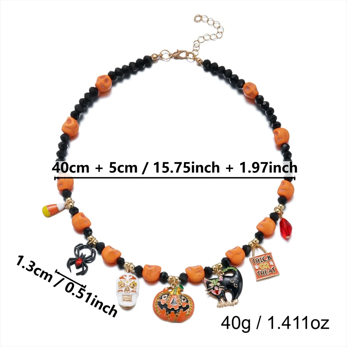 Gotische Cosplay-Halskette mit einzigartigen roten Kristallperlen und Quasten für Damen, Halloween-Fledermaus-Totenkopf-Kürbis-Choker, Punk-Party-Schmuck – Detail 37