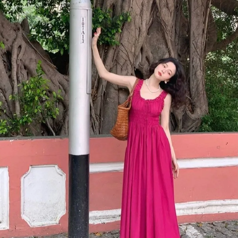 Prendisole da donna Abiti da spiaggia Verde Abito lungo femminile Designer Un pezzo Stile coreano Vintage Elegante Lusso sulla festa promozionale