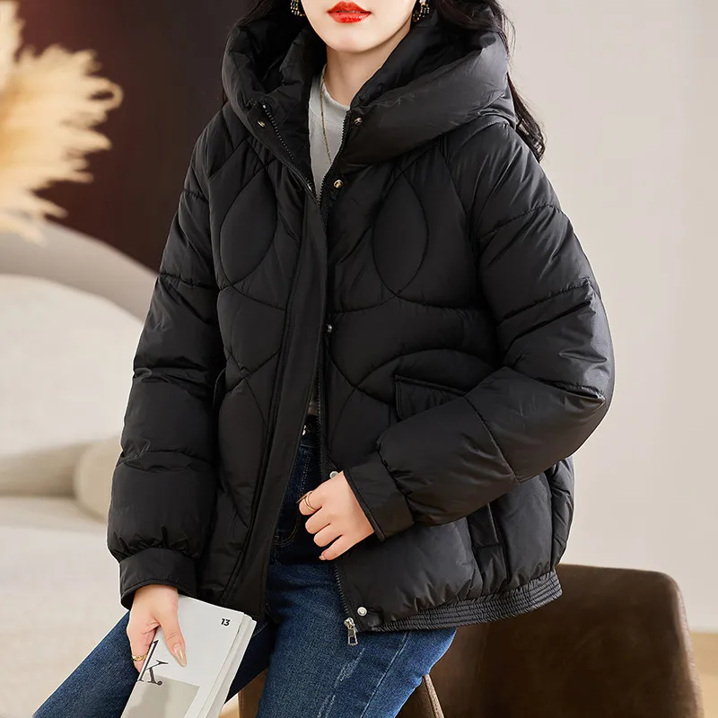 

Новая модная женская зимняя короткая куртка с хлопковым наполнителем, утепленная теплая парка, уличная одежда свободного кроя с капюшоном