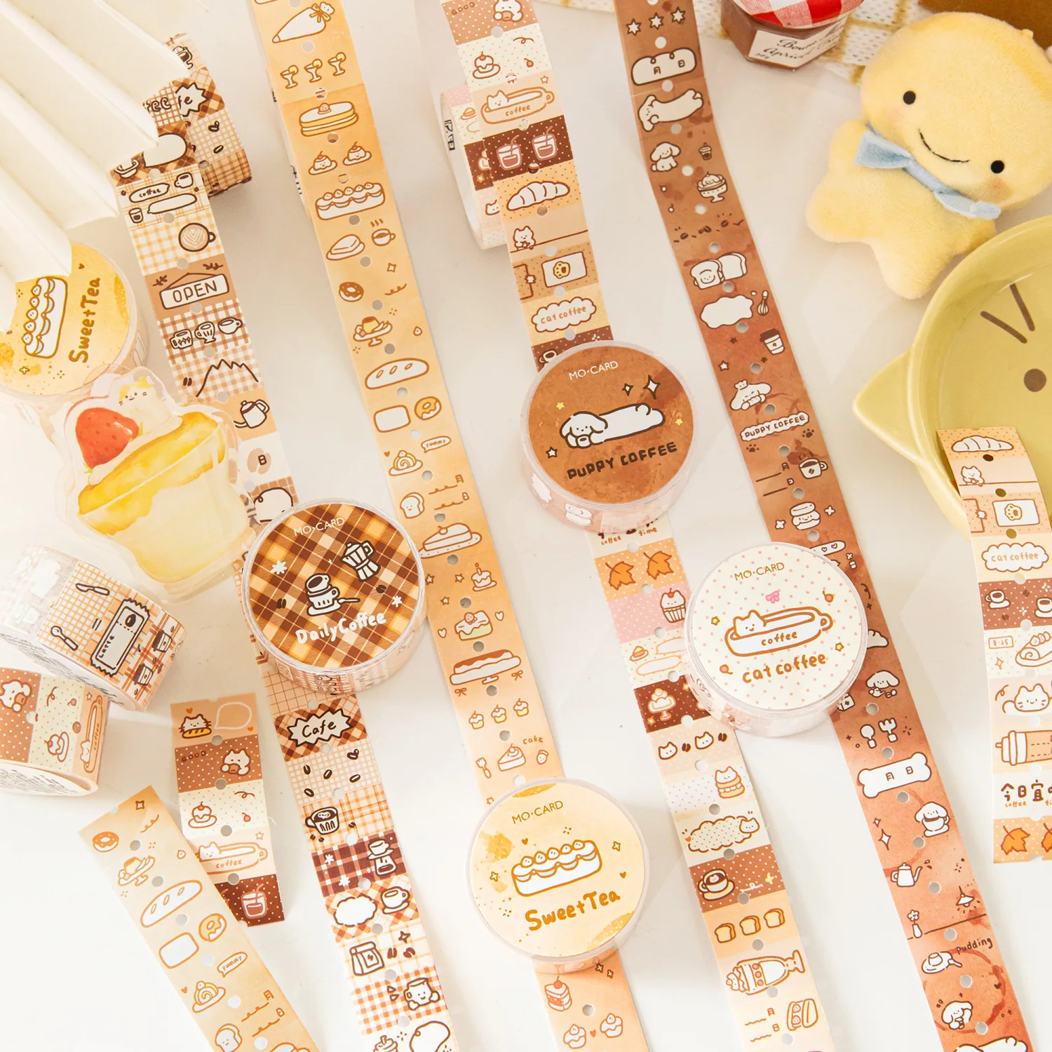 1Pc Cafeterism Series Washi Tape Cute Sticker Decorative Collage Adhesive DIY Scrapbooking Hand Made Masking Stationery 4Style