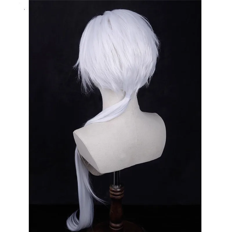 Peruca já estilo shouko tsukasa anime cos peruca sintética prata branca longa cosplay cabelo para halloween cos adereços presente