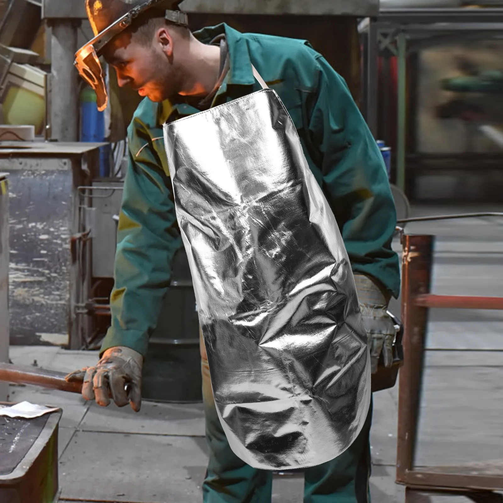 

Fireproof Heat Insulating Apron Aluminum Foil Welding For Industrial Kitchen Grilling Painting Barber Salon