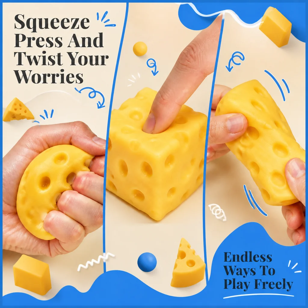 1pc Simulation Cheese Squishy Stress Relief Toy 7cm Stress Relief Toy Birthday Gift for Friends Couples Family Office Party image 2