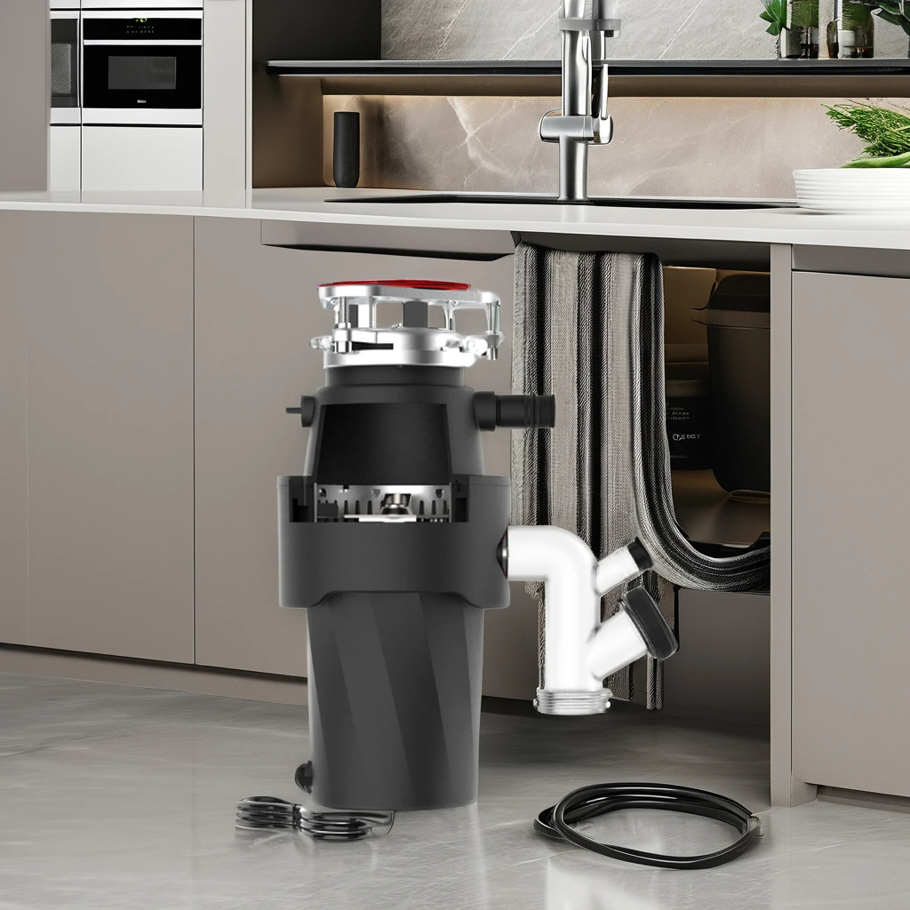 Continuous Feed Lighted Garbage Disposal with Sound Reduction for Under Sink, Power Cord Included