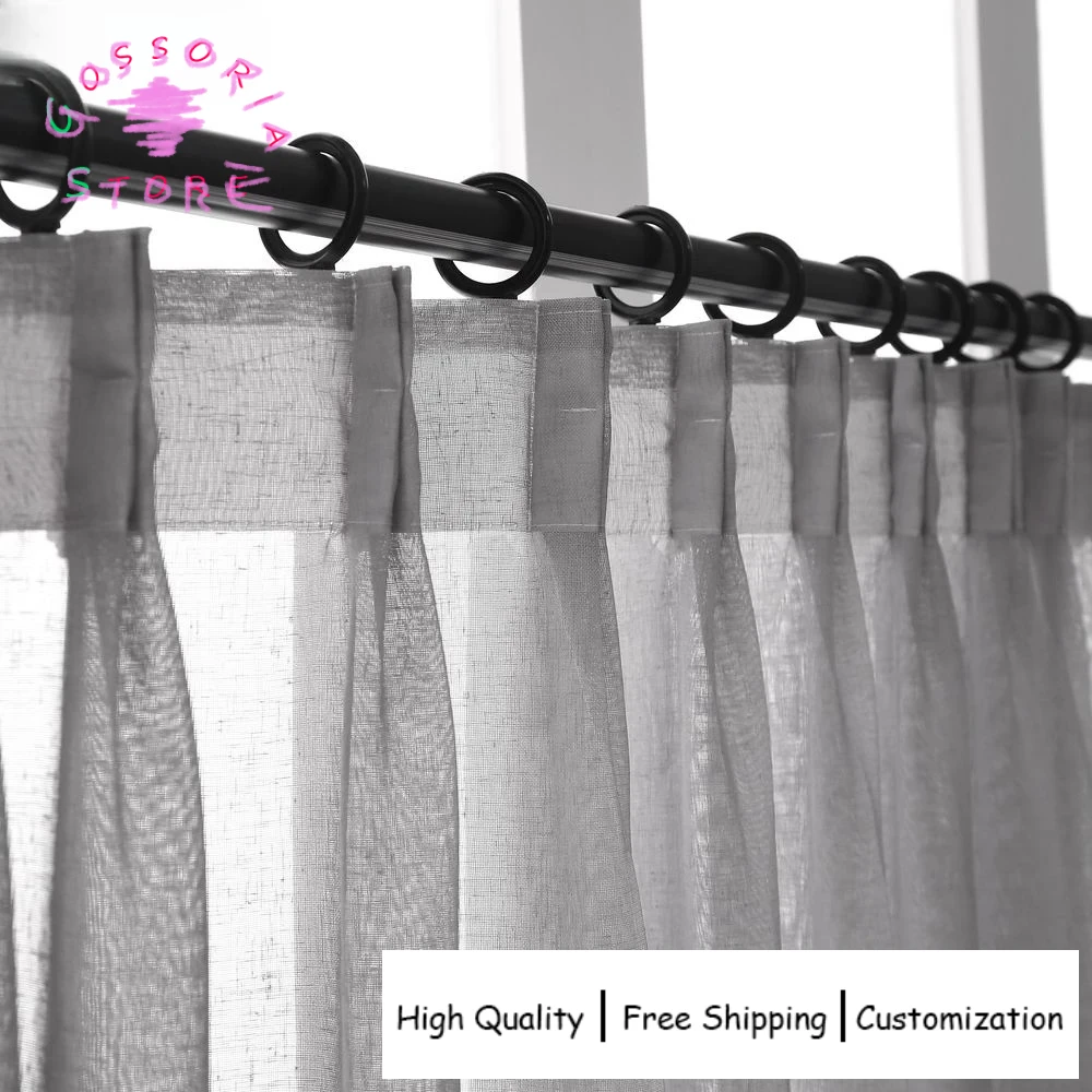 

Sample Custom Luxury White Sheer Pleated Linen Curtains for Living Room European Style Blackout Bedroom Window Drapes Decor