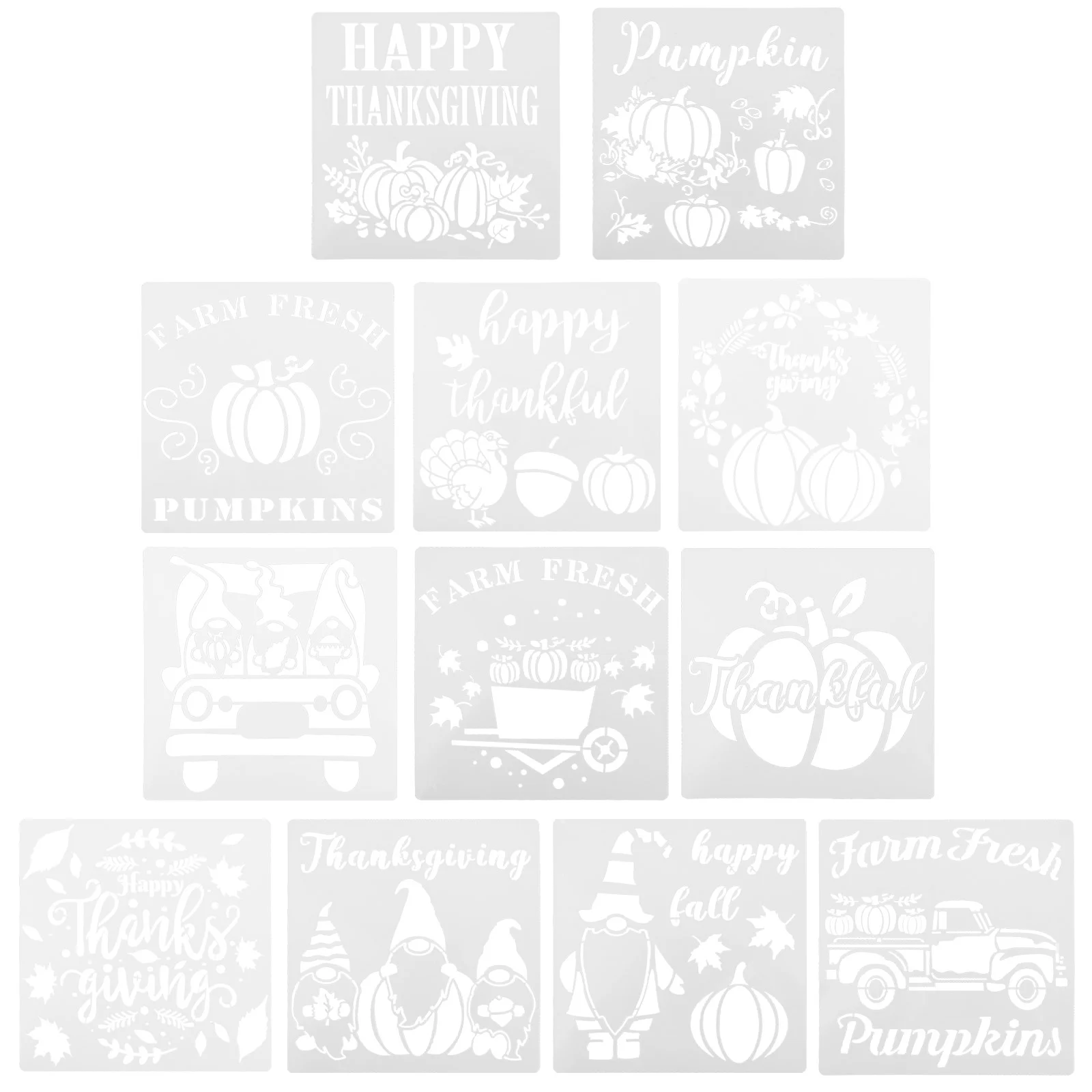 12 Pcs Painting Template Hollow Out Drawing Creative Stencil Sturdy Thanksgiving Day Stencils Home Decor Autumn Cartoon Pumpkin