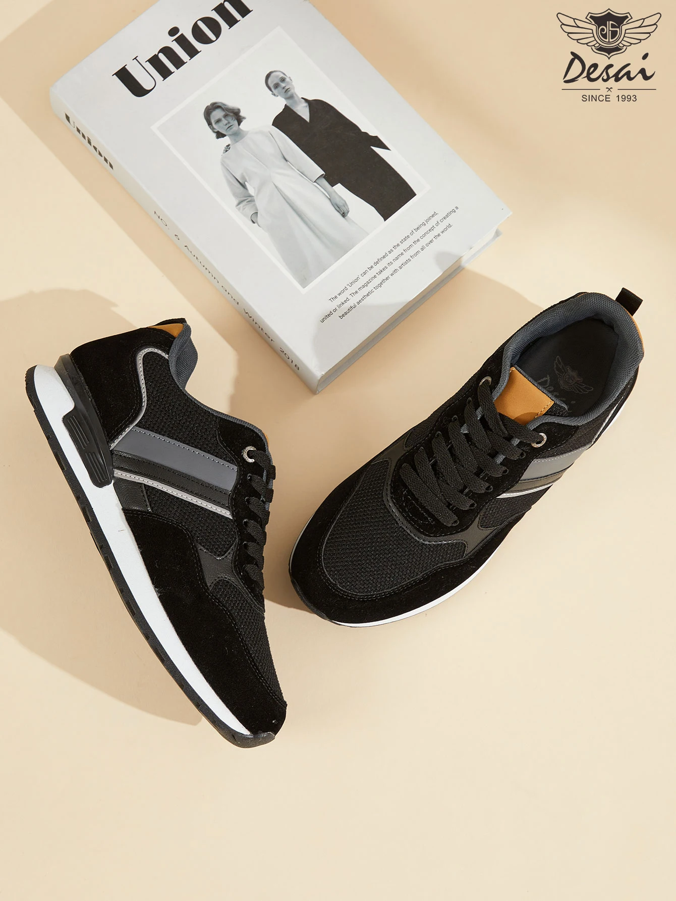 Zapatillas deportivas retro de color contrastante para hombre, de la marca Desai, con cordones, ligeras, para uso casual y para correr, con suela gruesa antideslizante, ideales para el día a día, la oficina y actividades al aire libre.