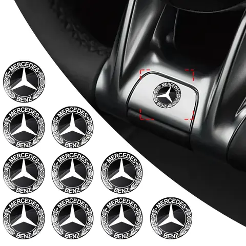 Insignia adhesiva de aluminio para llave de coche, 11/14mm, para Mercedes Benz W210 W124 AMG W202 W212 W220 W205 W201 W203 W204 W211 Clase A GLA W176