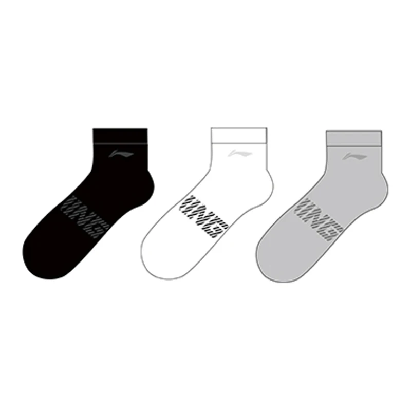 Li-Ning Unisex 3 Paar Socken im Sportstil für Herren und Damen, 22-28 cm, atmungsaktiv, mit LiNing-Schriftzug, atmungsaktive Sportsocken, AWTV005 – Detail 21