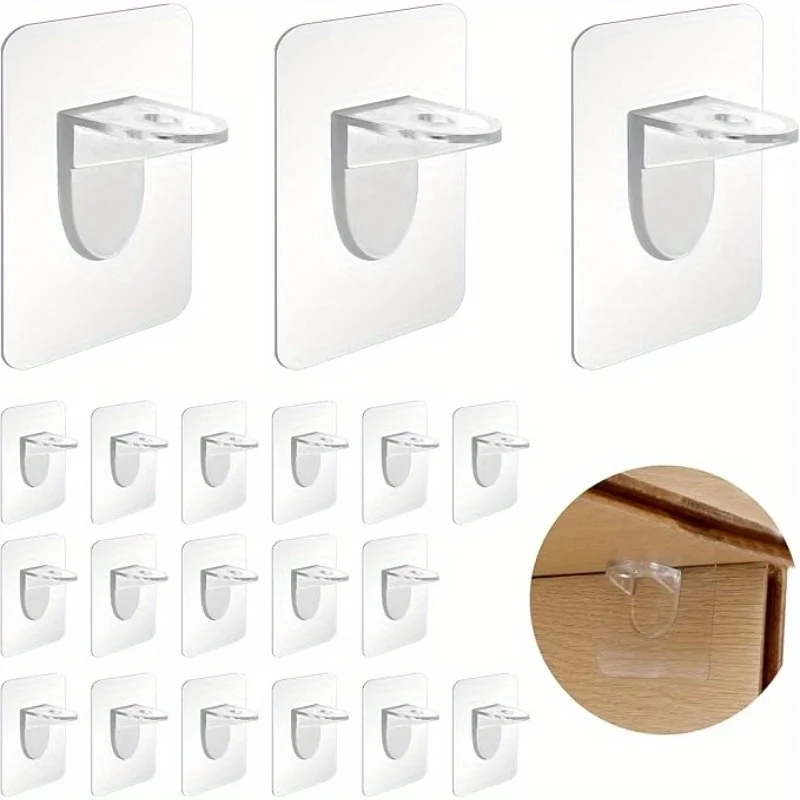 粘着棚サポートペグクリップ、強力な仕切りピン、キッチンキャビネット、本棚、クローゼット、ブラケット下見板張り、10個
