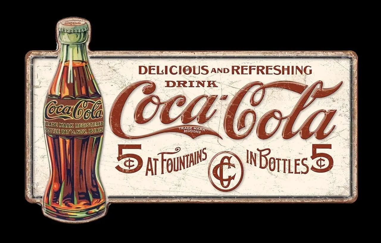 Vintage Tin Signs COKE- Delicious 5 Cents Vintage Wall Decor Retro Art Tin Sign fun Metal Sign Funny Decorations for Home Bar Pu