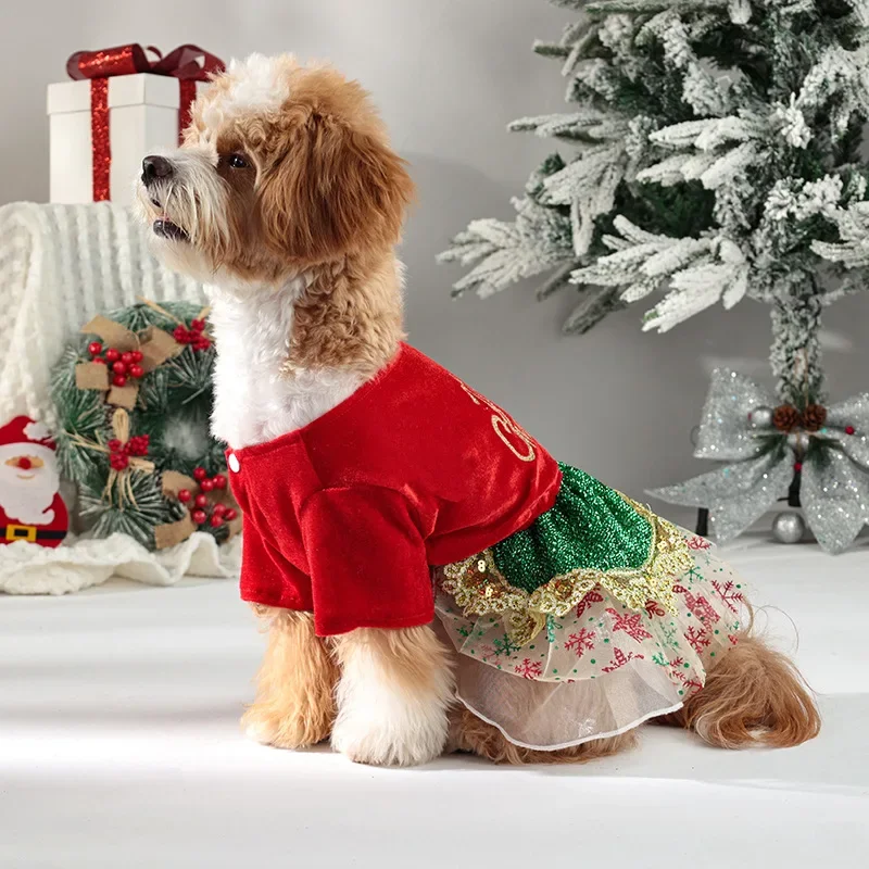 New Pet Clothes, Christmas Dresses, Dog Costumes, Cat Christmas Party Outfits