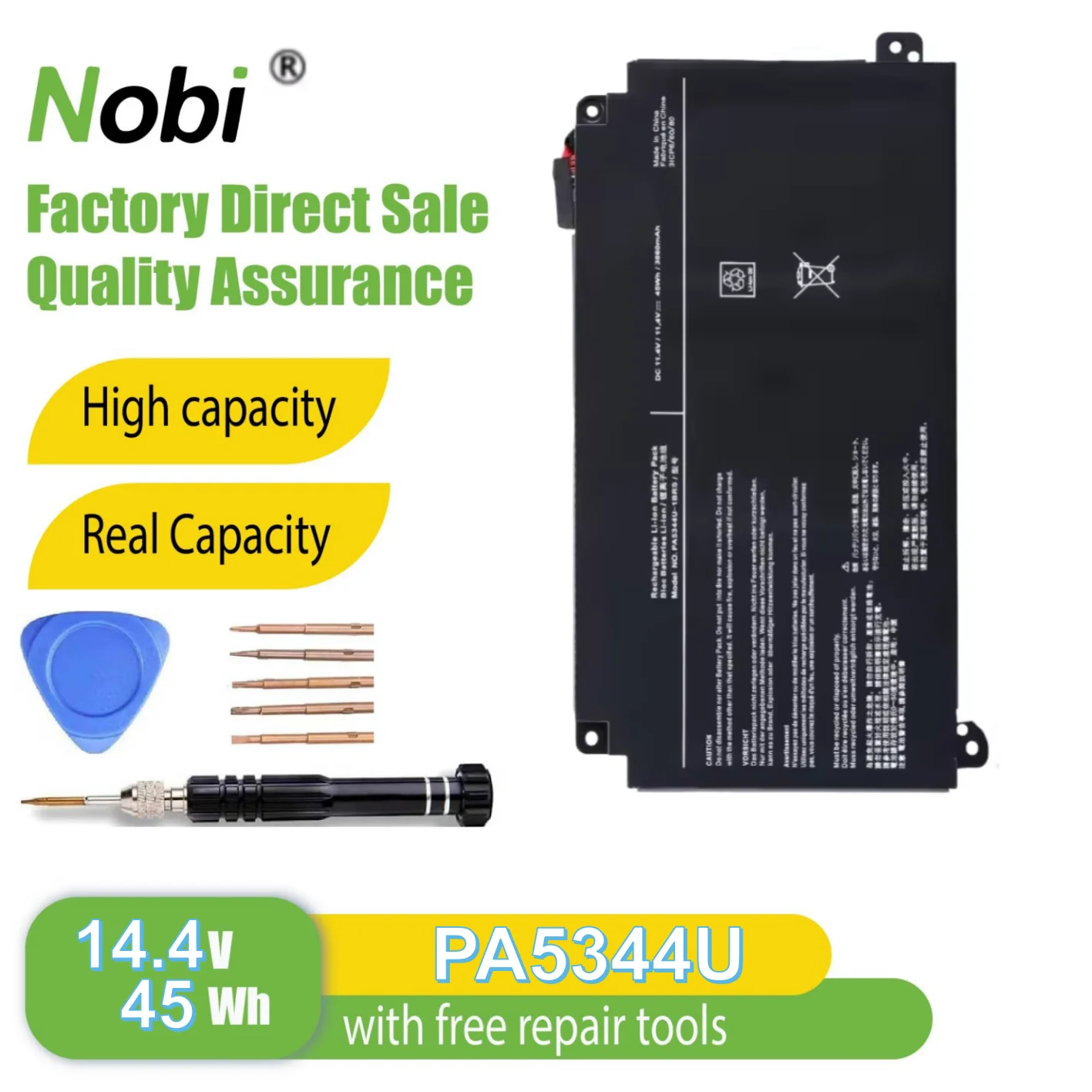 

Nobi PA5344U PA5344U-1BRS battery for Toshiba Dynabook BJ65/FS Series （45Wh-14.4V)