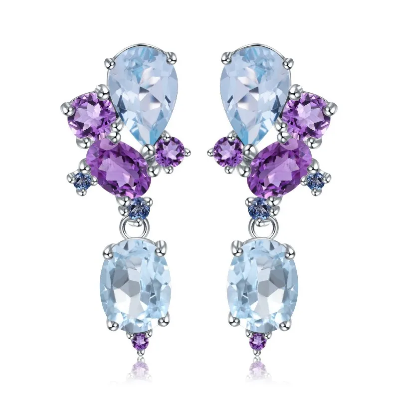 Luxury Designer Gemstone Earrings High-end Natural Topaz Earrings for Banquets Sweet and Romantic Wedding Earrings for Women