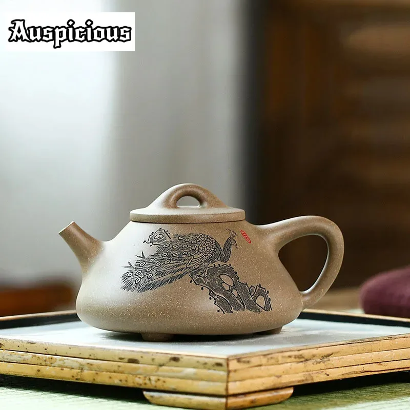 

260ml Classic Yixing Purple Clay Teapots Home Filter Beauty Kettle Raw Ore Section Mud Stone Scoop Tea Pot Chinese Tea Set Gift