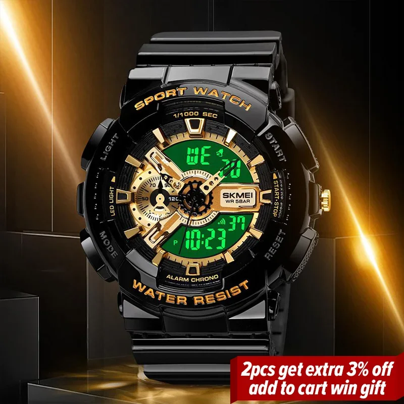 SKMEI Youth Sport Digital Watch Men Shockproof Waterproof Dual Wristwatches LED Chrono Alarm Clock Mens Watches Cool Hour vogue