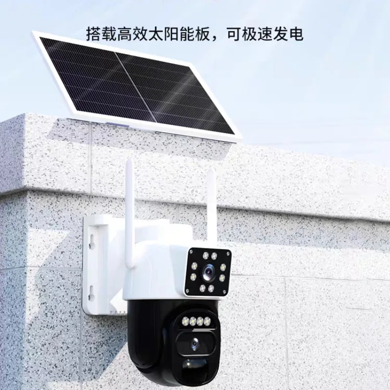 Solar Security Camera Outdoor Wireless 360° Waterproof Night Vision Home Surveillance No Power No Network Remote Viewing 500MP