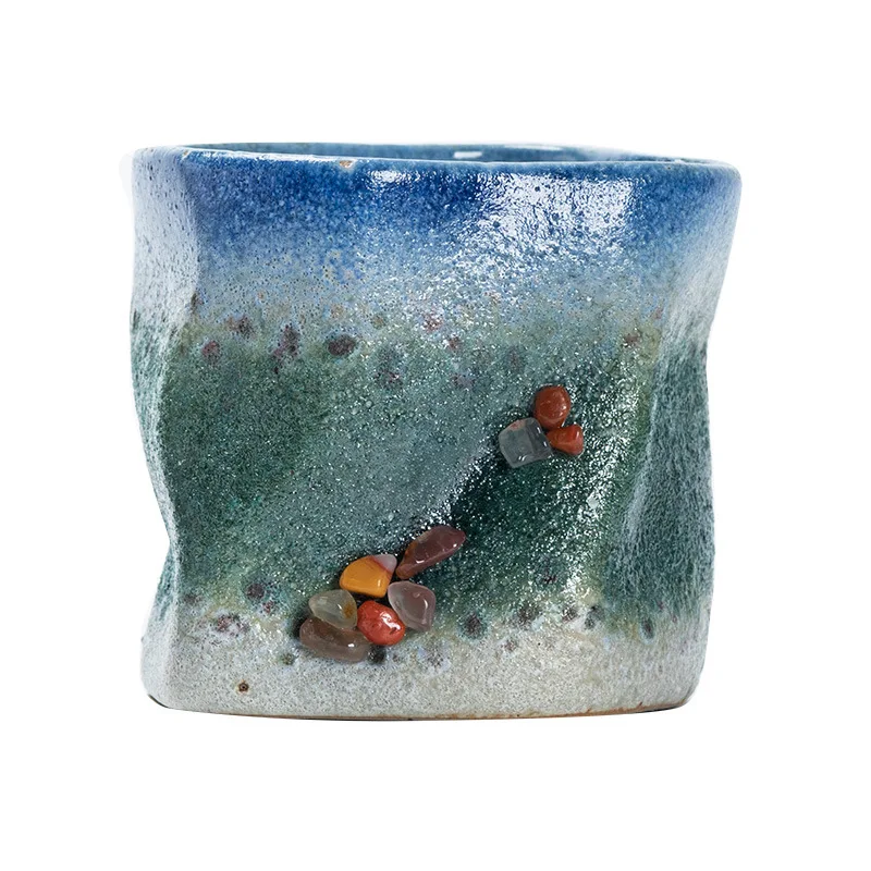 Decorative Cup Handmade Rough Pottery Coffee Mug Irregular Kiln Change Ceramic Water Cup Creative High Aesthetic Mug For Home