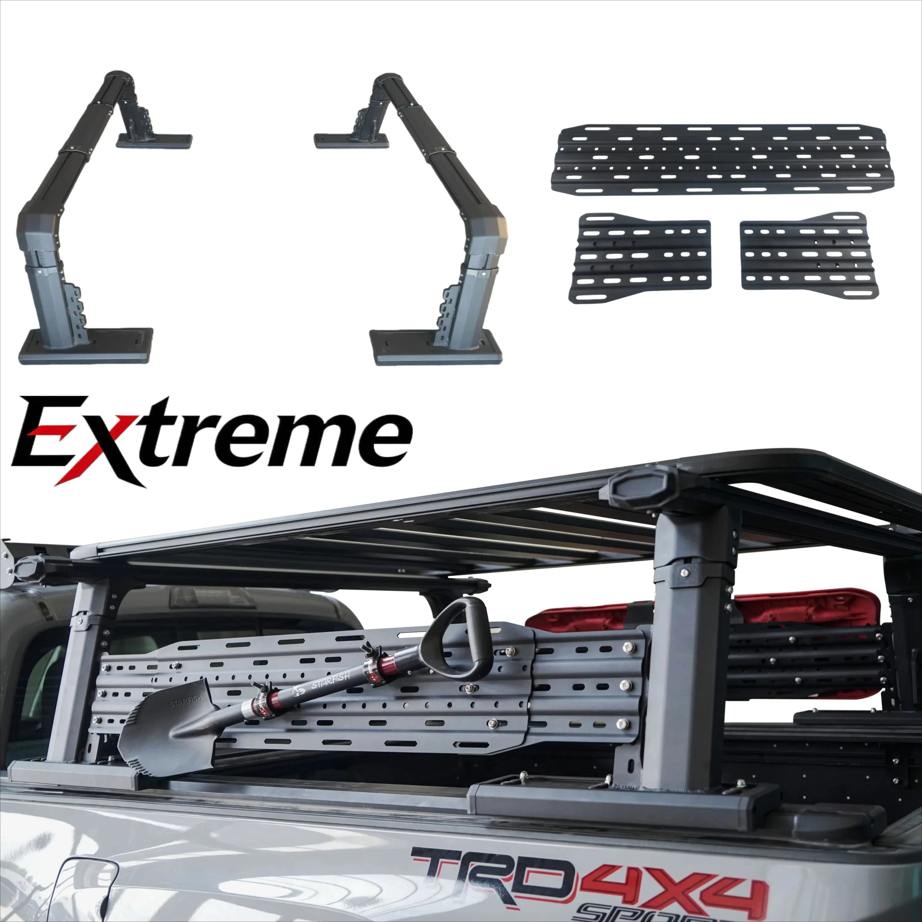 Adjustable Aluminium Roll Bar for Ford F150 Pickup Trucks with 2 Expand Panels Weatherproof Retractable Design