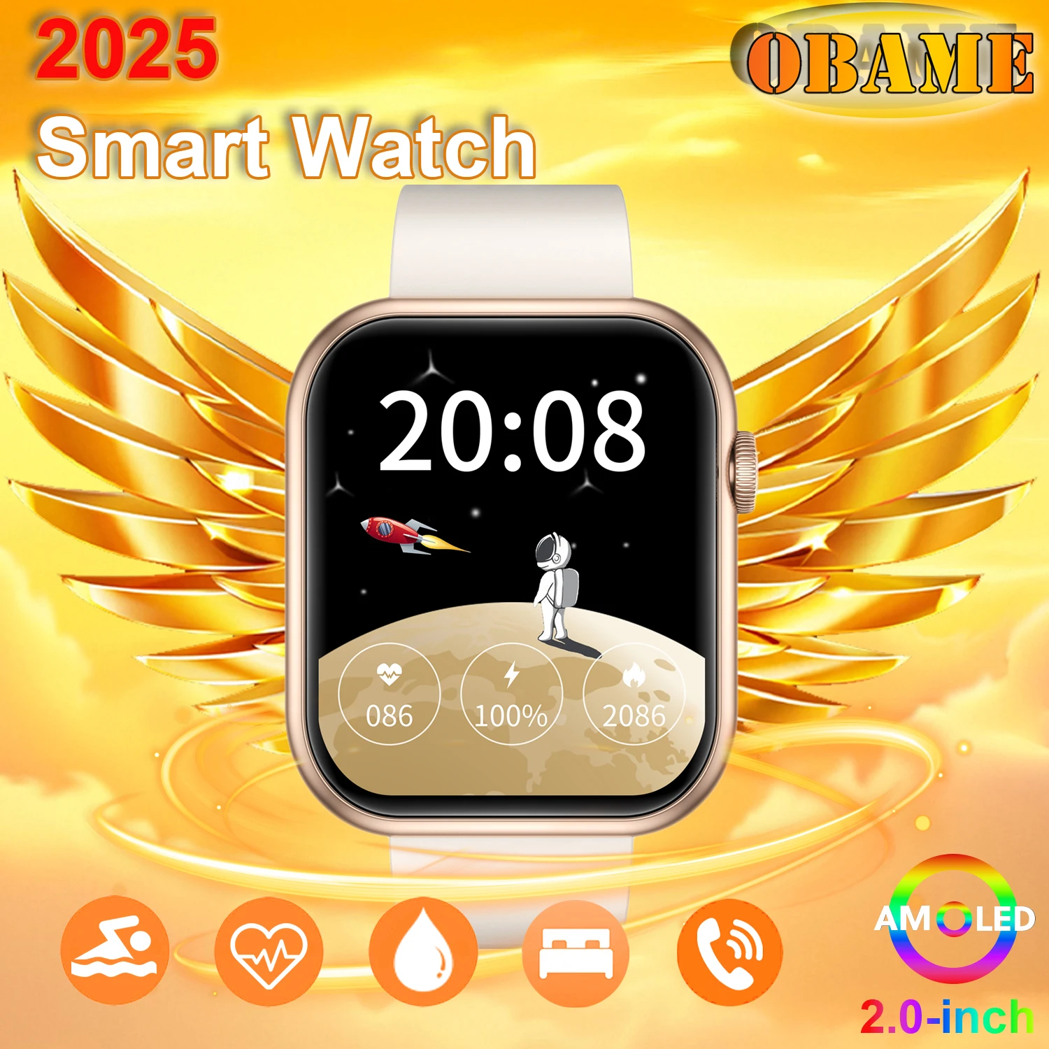 2025 Fashion Women Smart Watch QX7 Pro Men Bluetooth Call 2inch HD Large Screen Watch AI Voice Health Sports Fitness  Smartwatch