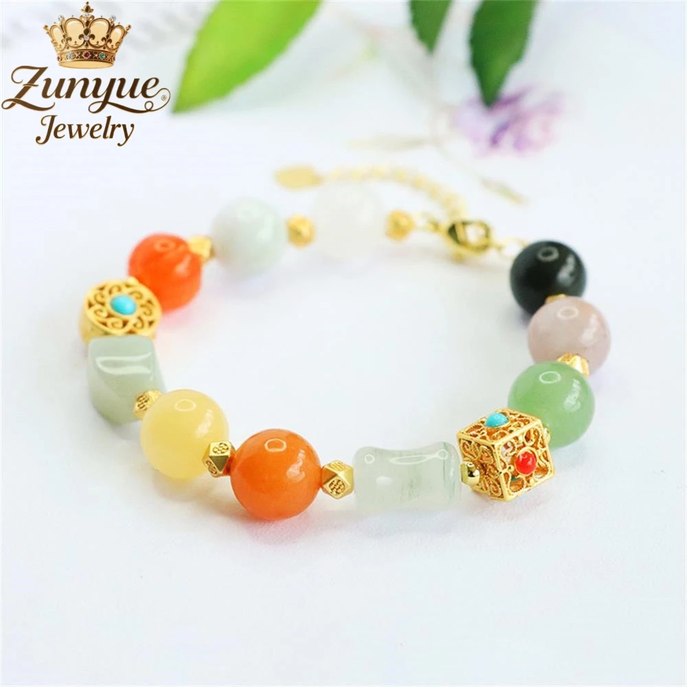 Natural Jade Multi-Treasure Jadeite And Hetian Jade Bracelet Luxury Quality Fashion Jewelry Exquisite Elegant Popular Charms