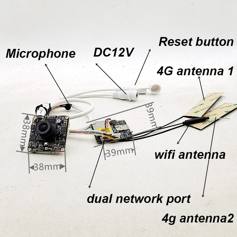 Imagem -05 - Camhi-módulo de Câmera ip Grande Angular Wi-fi 4g Lte 1920p Faça Você Mesmo Cctv Mini 3g 4g Cartão Sim Vigilância Microfone Embutido Slot para Cartão sd