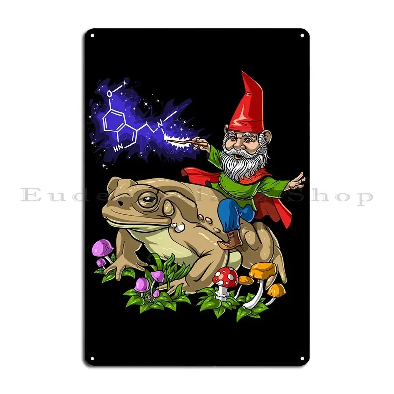 Gnome Riding Bufo Alvarius Metal Sign Bar Printing Kitchen Designing Club Tin Sign Poster