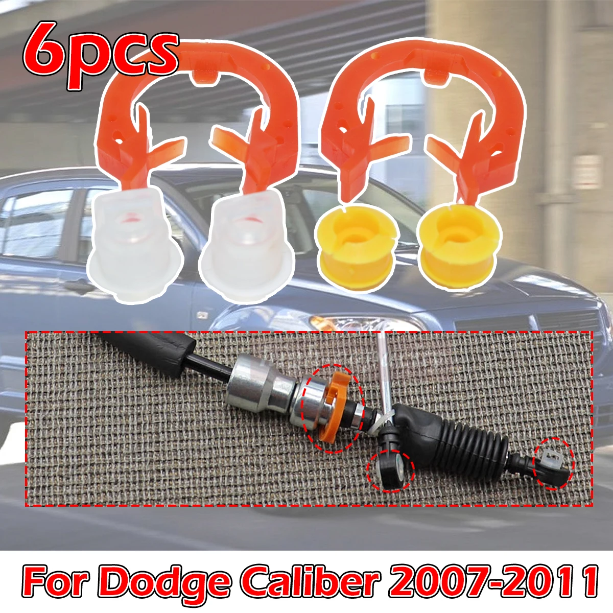 

6Pcs Gear Shift Cable Bushing Gearbox Pull Head Lever Line Sleeve Transfer Case Retainer Clip For Dodge Caliber 2007 2008-2011