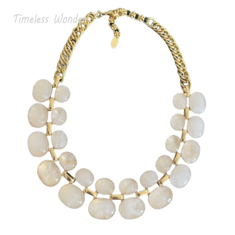 

Timeless Wonder Fancy Geo Stone Chains Necklaces for Women Designer Jewelry Rare Luxury Top Runway Gift Medieval Set 2613