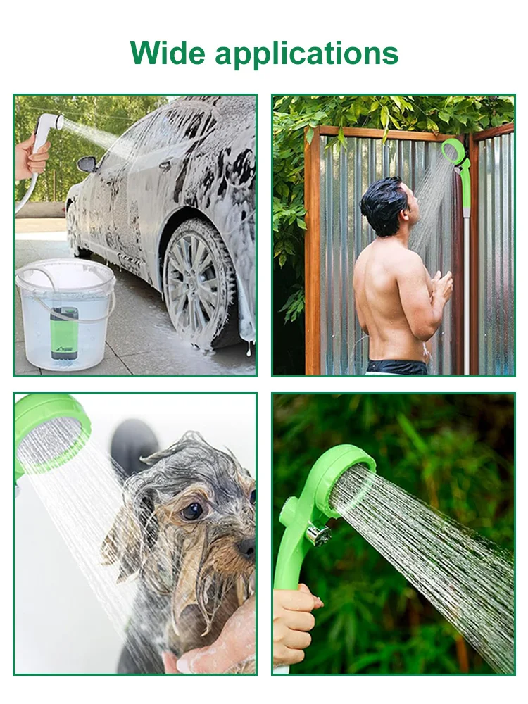 Outdoor Camping Shower Waterproof Rechargeable Portable Electric Shower Pump for Hiking Backpacking Travel Beach Pet Bathing