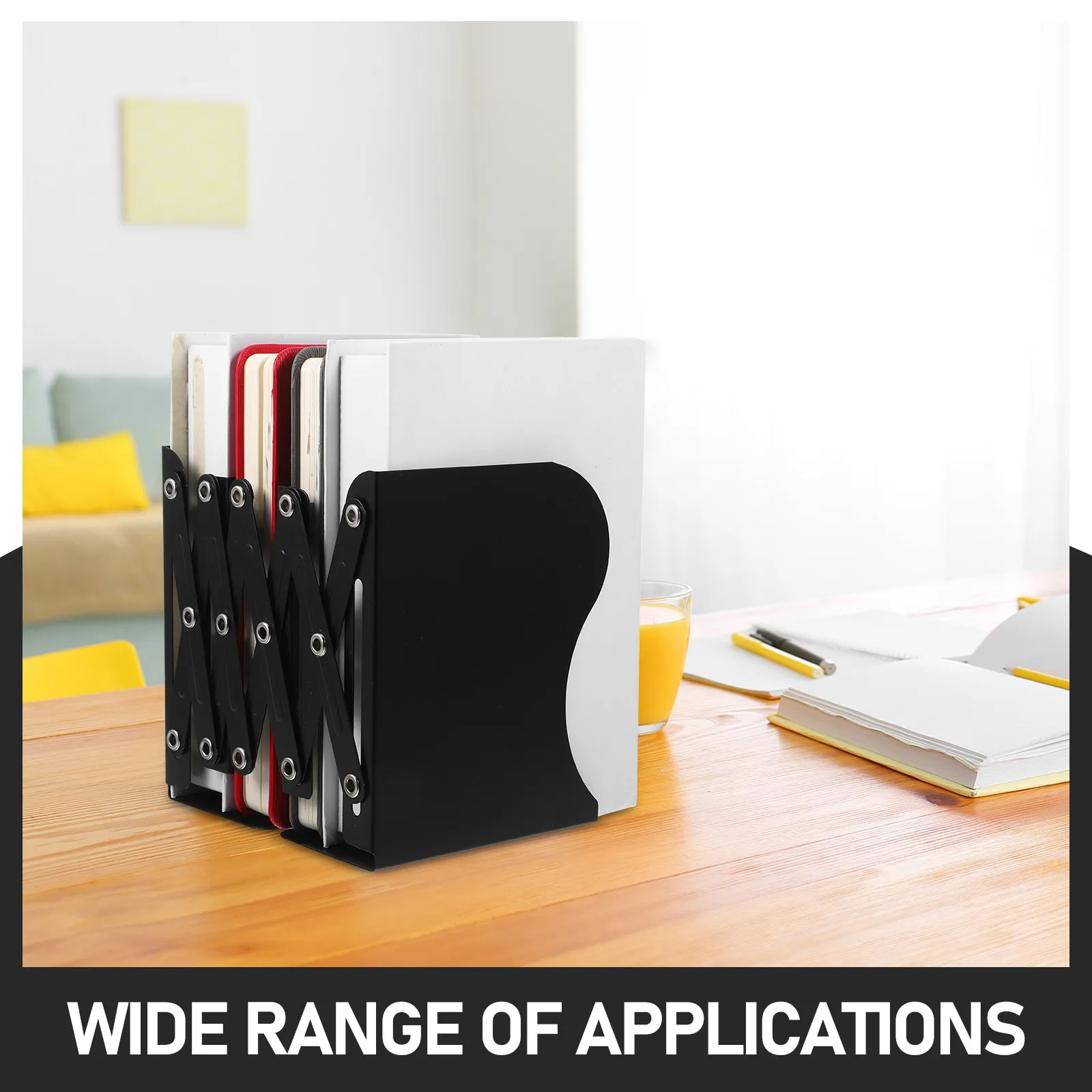 Adjustable Expandable Bookend Heavy Duty Metal Book Ends for Cookbooks Magazines Desktop Bookshelf Holder Retractable Book