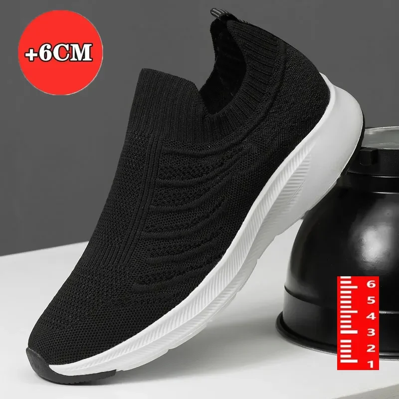 Zapatillas de deporte gruesas para hombre, plantilla de aumento de altura de 6CM, talla grande, tabla transpirable de marca de lujo de alta calidad, 37-44