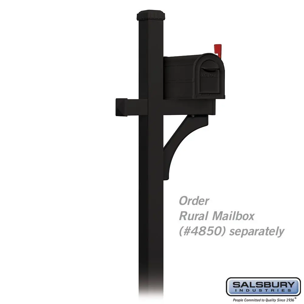 4870BLK Deluxe 1 Sided in Ground Mounted Mailbox Post, Black
