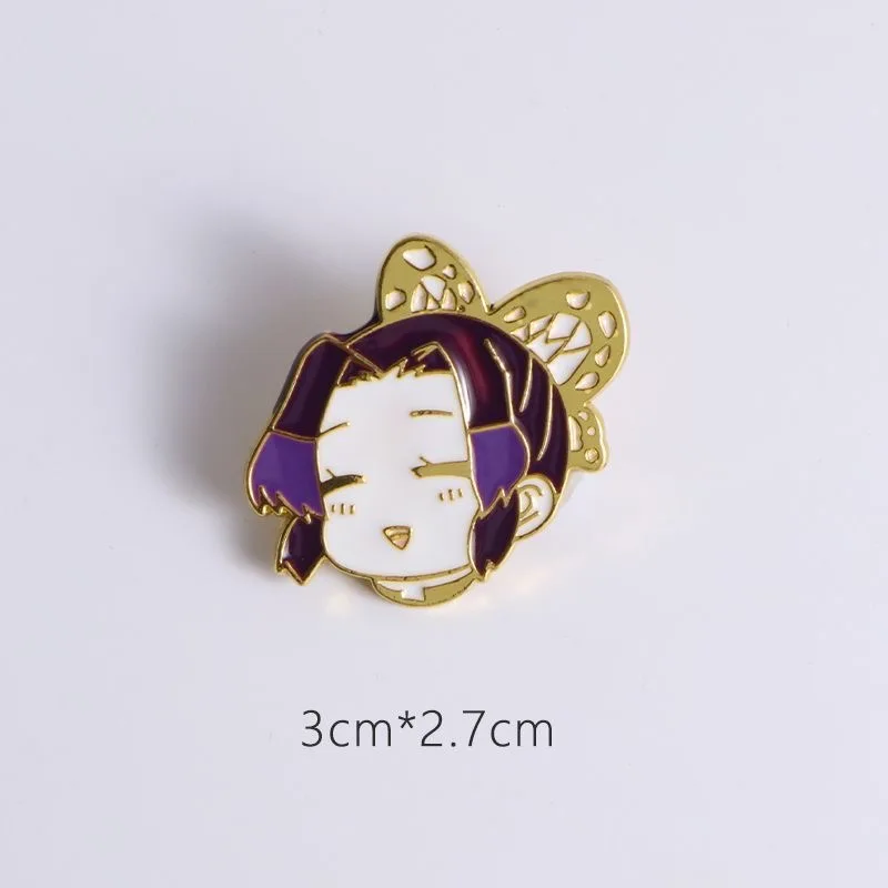 كارتون أنيمي شيطان القاتل تأثيري اكسسوارات الفحم جيرو فراشة النينجا زوجتي شاني المتطوع شارة معدنية قلادة