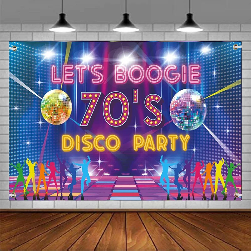 Photography Backdrop 70's Disco Boogie Funny Party Decor Colorful Dance Signs Birthday Party Supplies Photo Booth Background