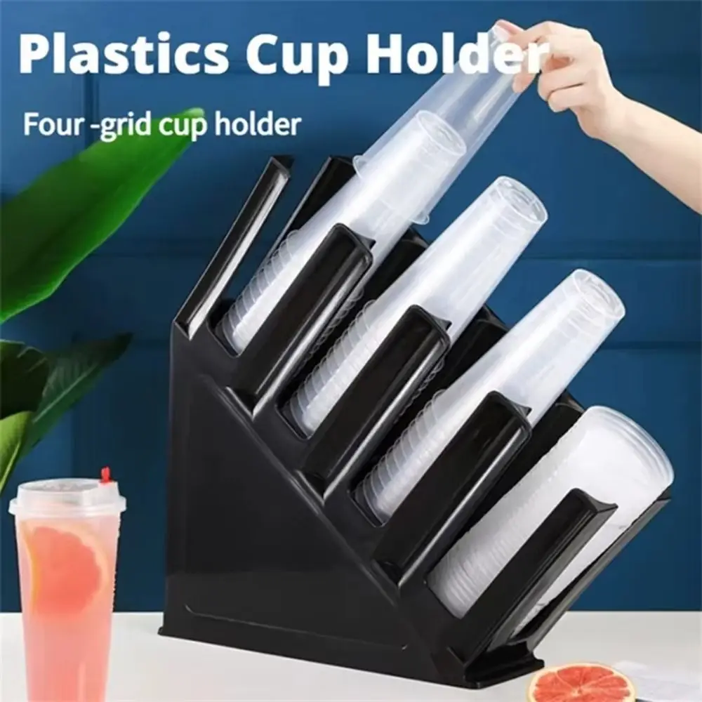 

4 Layers Coffee Shop Cup Holder Plastic Storage Rack Multifunction Paper Cup Bracket Space-saving Bevel Cup Divider Kitchen