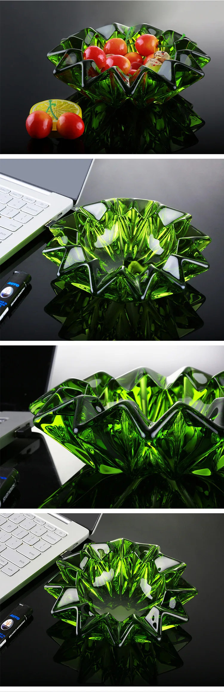 Fruit plate, crystal glass, household living room coffee table candy snacks dried fruit plate