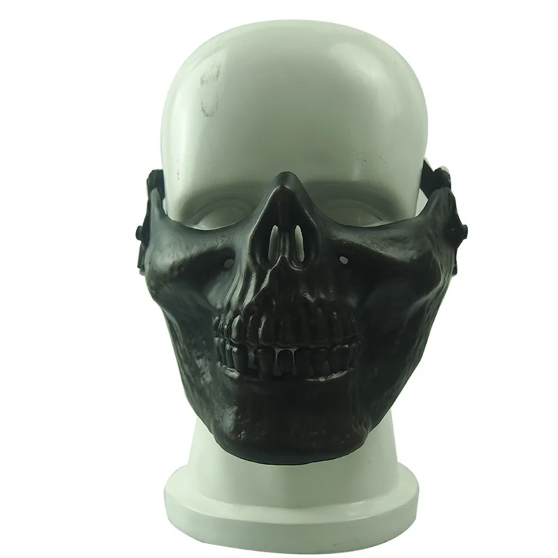 Zlangsports Pół twarzy Airsoft taktyczna czaszka maska ochronna Halloween Cosplay CS maski regulowane