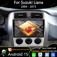 Android 15 Radio del coche para Suzuki Liana 2004 - 2013 Unidad principal Qualcomm 4G WIFI QLED Carplay Auto 2DIN reproductor de vídeo Multimedia BT