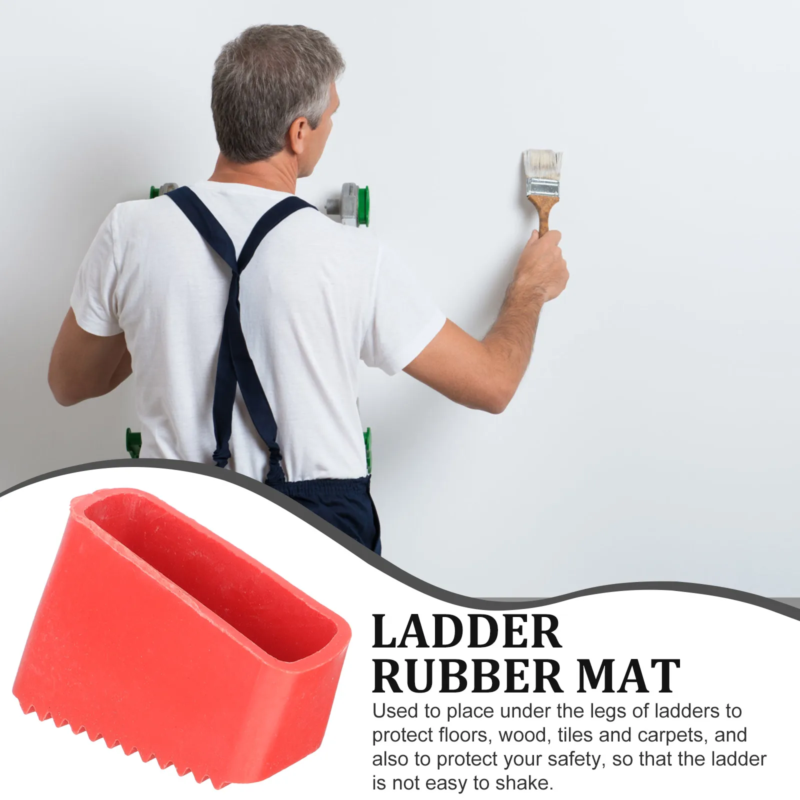 4Pcs Non-slip Ladder Foot Pad Protector Rubber Cover for Aluminum Stairs Step 2Red Easy Install Fits Most Ladders