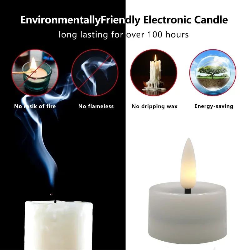 点滅するLEDキャンドル,6または12個,電池式,ちらつきティーライト,フラメンコレス,誕生日や結婚式の装飾