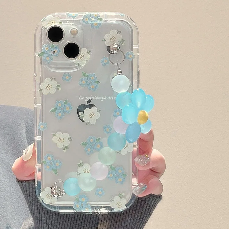 Chain Clear Case for Xiaomi POCO X3 X4 GT X5 F3 F4 F5 M2 M3 M4 M5 M5S Mi 13 12 12X 12S 11 Summer Fragmented Flowers Cover Funda