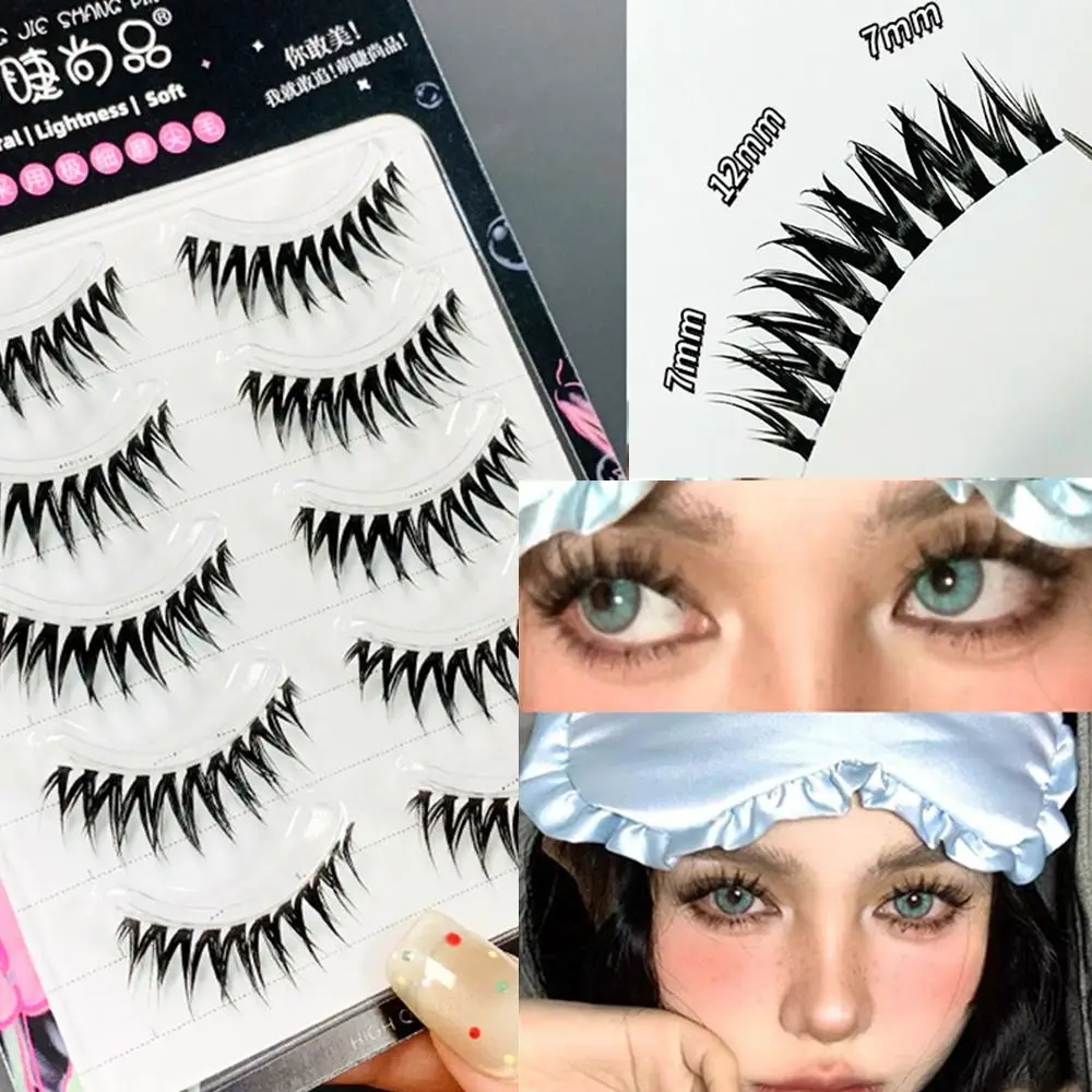 5 أزواج جديدة شفافة غير مرئية لاش ينبع الرموش الصناعية مريحة طويلة الأمد جلدة العنقودية لينة رموش ماكياج العين #6