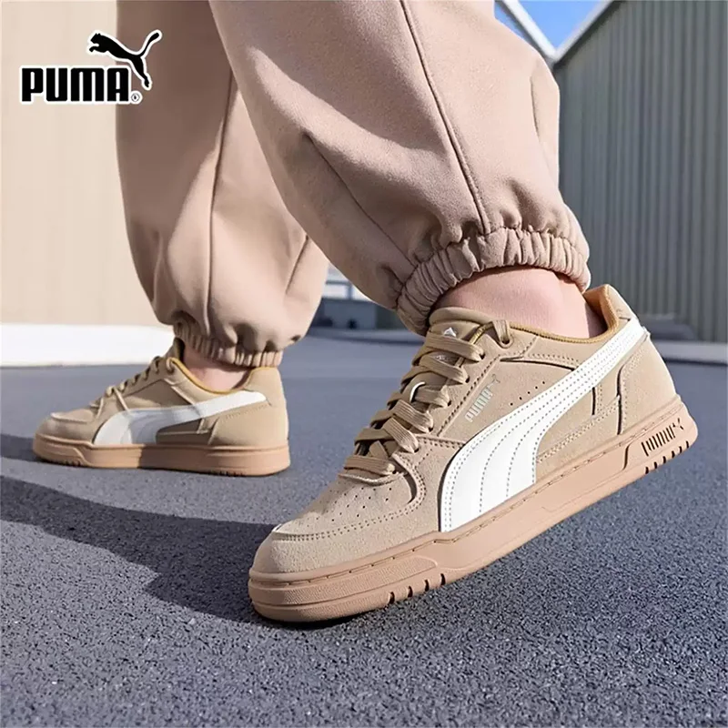 PUMA  Khaki Off White Suede Retro Low Top Casual Skate Sneakers 404486-04