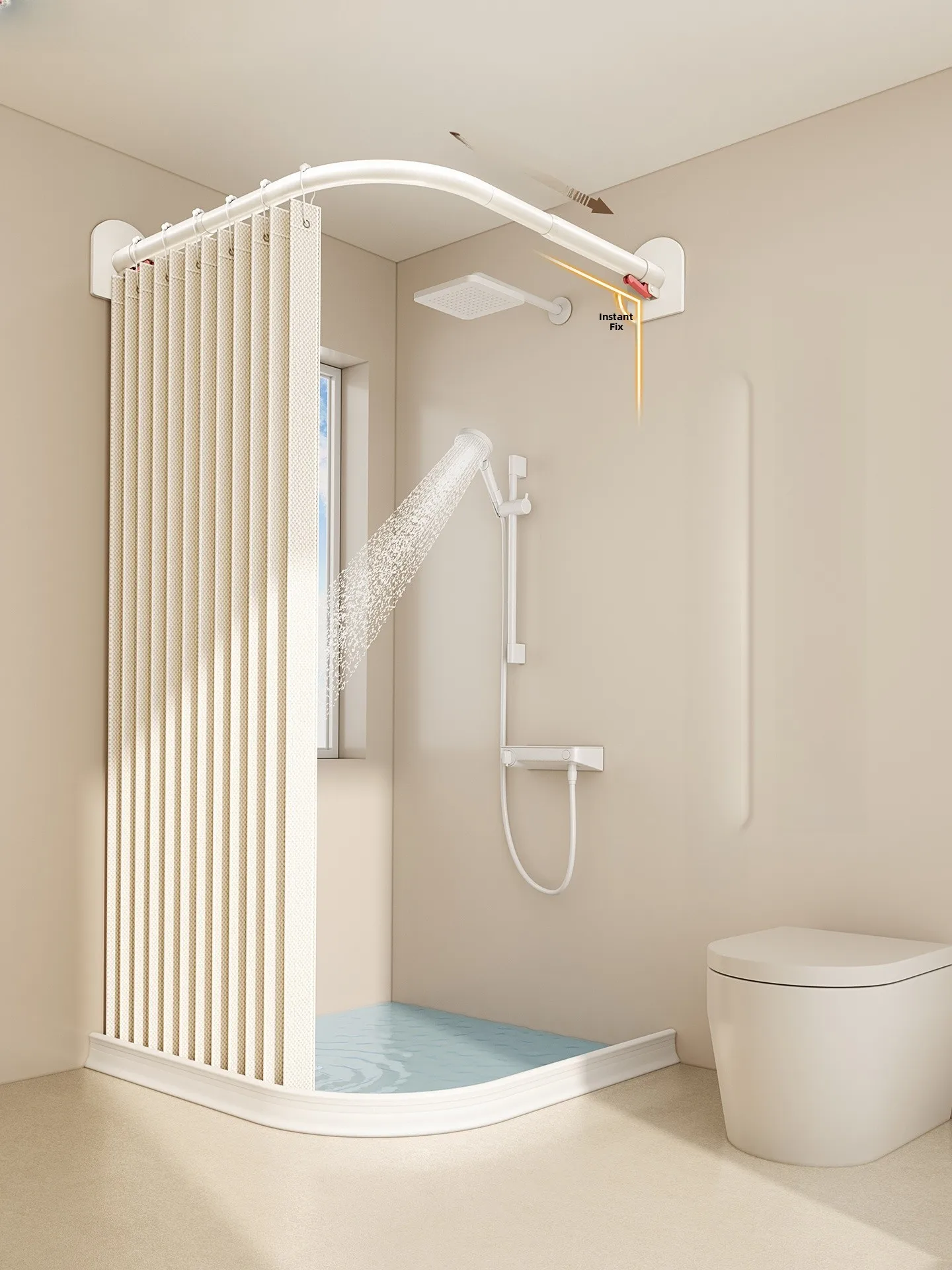 

Занавеска Batoom Ower, водонепроницаемая, без сверления, перегородка для ванной комнаты, складная, L, U, дуговая планка, разделительный полиэстер для сухого и влажного воздуха