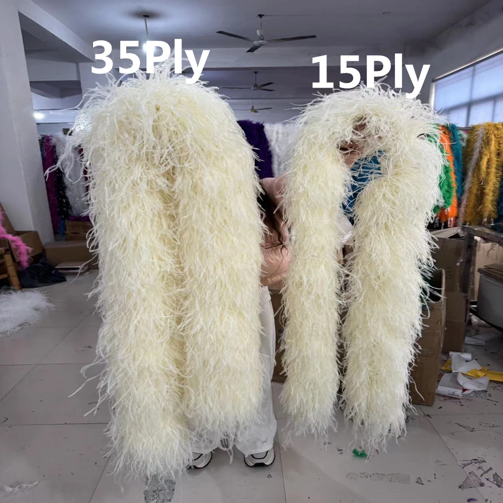 15 TO 35PLY Ostrich Feather Boa Shawl Natural Ostrich plume Decoration Trim Scarf for Party Wedding Bride Dresses Accessories