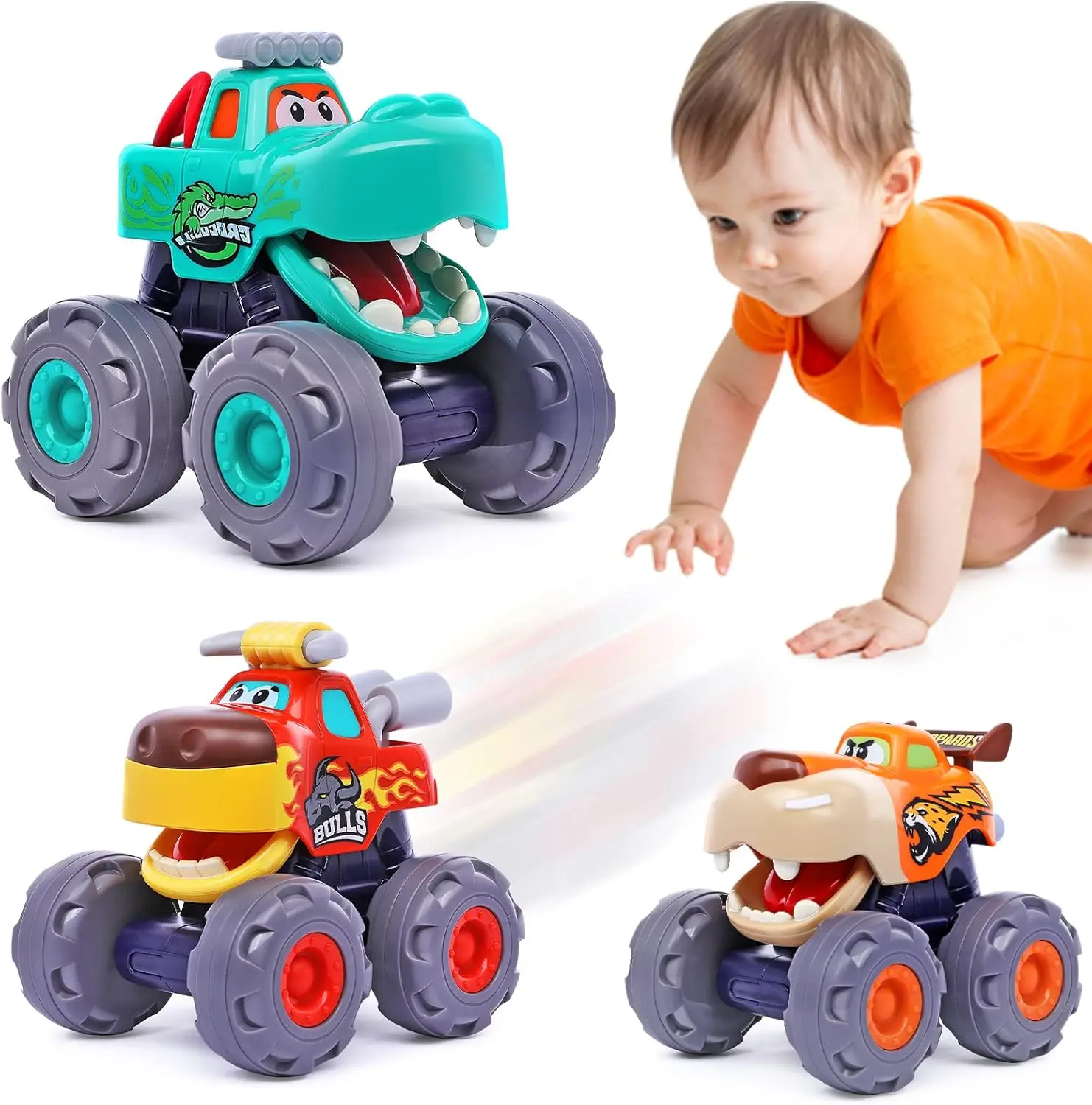 Cars for 1 Year Old Boy Gifts Monster Trucks Boys Toys for 1 2 3 Year Old Boys Girls Kids Toddler Car Toy Trucks Baby Boy Toys