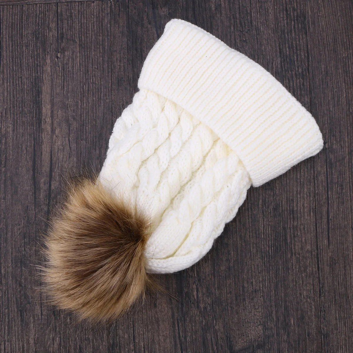 

Winter Warm Knit Hat Crochet Pom Hairball Beanie Kids Size S White Soft Comfortable Warm Hat for Cold Weather Beanie Hats
