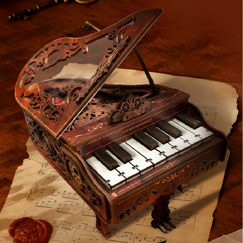 Puzzle 3D per pianoforte in legno fai-da-te Kit modello in miniatura Può giocare con puzzle con blocchi sonori musicali per regali di amici Decorazione della casa