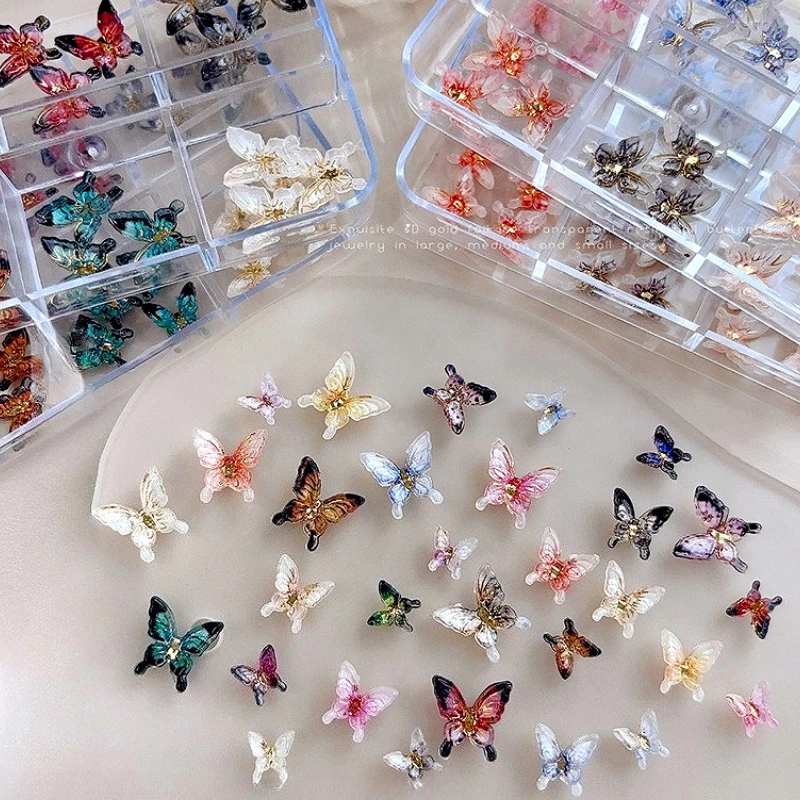 

Colorful Butterfly Bowknot Pearl Snowflake Christmas Wreath Star Ice Transparent Resin Nail Art Accessories Decorations DIY Tool